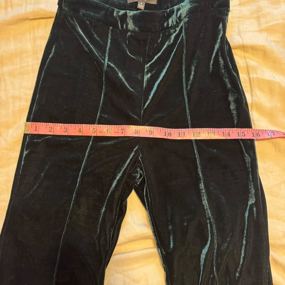 Lulus Green Velvet Pants High Rise Flare Size Small - Picture 11 of 14